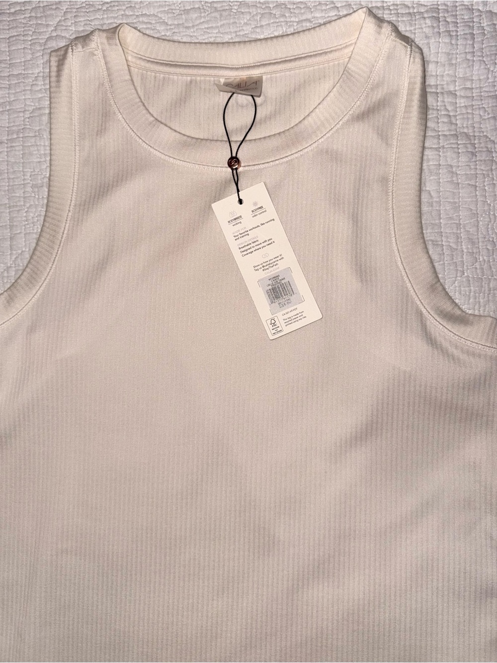 CALIA by Carrie Underwood Cream Ribbed Tank Top - Picture 2 of 4